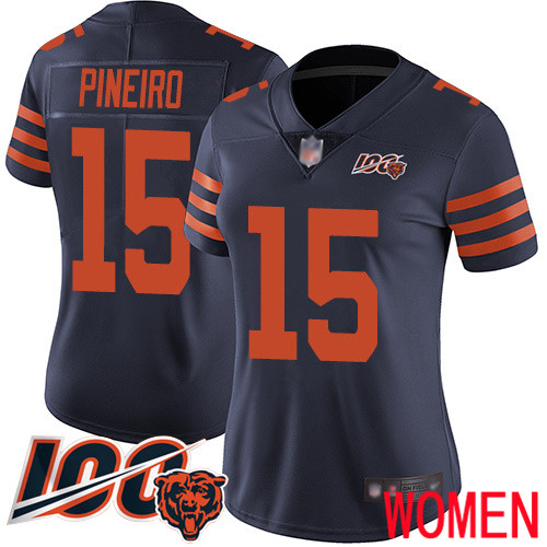 Chicago Bears Limited Navy Blue Women Eddy Pineiro Jersey NFL Football #15 100th Season Rush Vapor Untouchable